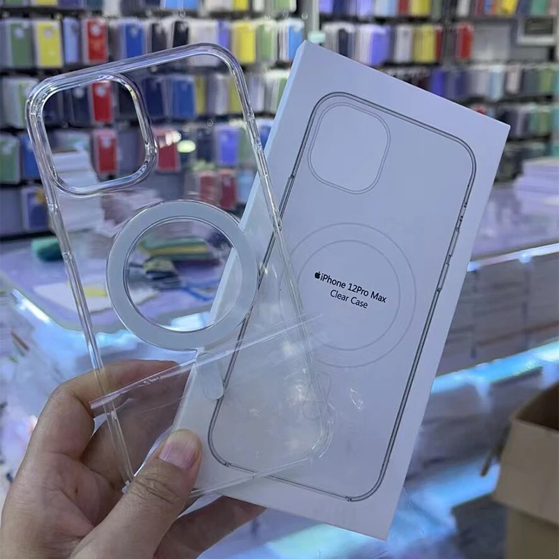 

Оригинальный прозрачный чехол для Apple iphone 13 12 Pro Max, магнитный прозрачный защитный чехол на магните, официальные чехлы для телефонов 12 Pro 1:1