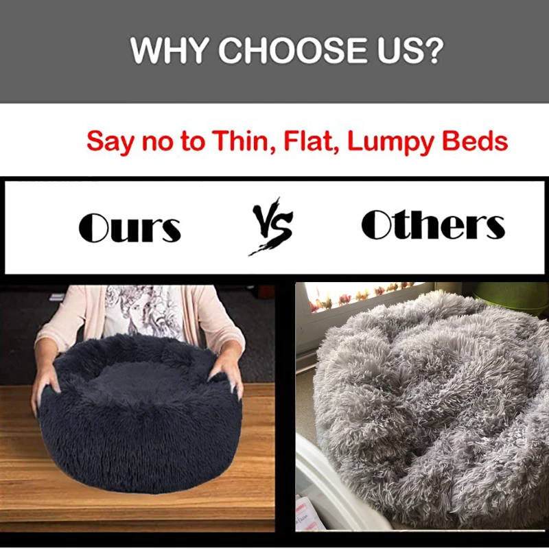 

Pet Dog Bed Soft Long Plush Kennel Round Fluffy Cat Mat Sofa House Warm Comfortable Deep Sleeping Cushion Washable Puppy