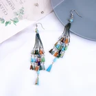 Серьги-кисточки женские разноцветные из стекла и бисера, в богемном стиле