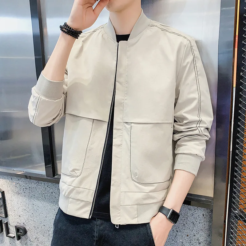 

2021 Men's Fall New Baseball Collar Jacket Youth Stand Collar Casual Fashion Stitching Workwear Jacket