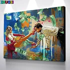 Плакат с монетами и долларами 5d сделай сам, алмазная живопись, сексуальная женщина и мужчина, алмазная полноразмерная круглая вышивка, Алмазная мозаика, подарок