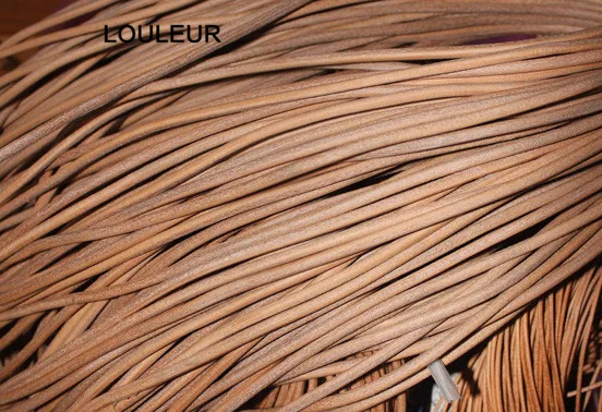 LOULEUR 5 м/лот 1,5 2 2,5 3 4 мм натуральный шнурок из коровьей кожи для браслета винтажные Коричневые круглые кожаные веревочки Ювелирные изделия