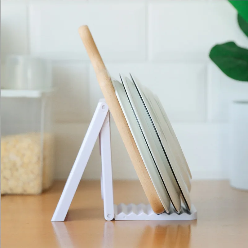 Multi-functional Plastic Pot Cover Rack Mobile Phone Bracket Foldable Bowl and Dish Kitchen Spatula Pad Storage Storag | Дом и сад