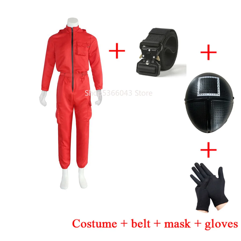 

Комбинезон для косплея из игры «кальмар», резиновые перчатки, маска в Корейском стиле, Рождественский костюм для шестерых квадратных и треу...