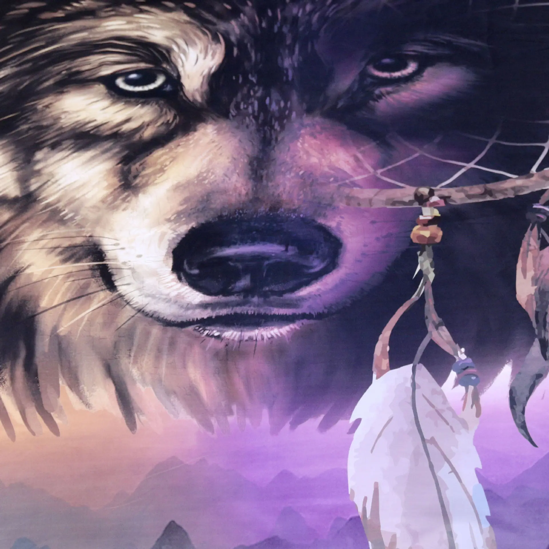 3D фиолетовый волк пододеяльник с 2 наволочками Модный комплект постельного белья