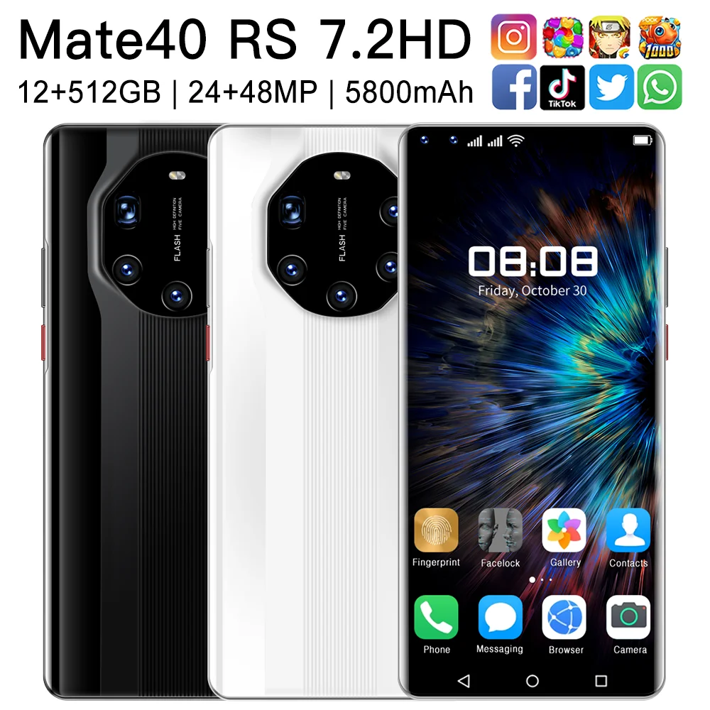 Смартфон Mate 40 RS разблокировка по лицу две Sim карты 12 Гб 512 ГБ 5800 мач Android 10 0 с GPS Wi Fi