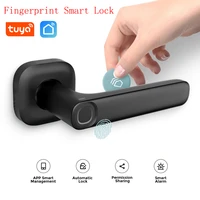 tuya fingerprint smart lock wireless smart door lock nec card network lock support for alexa google home smart home handle lock
