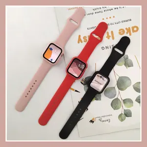 glasscasestrap for apple watch band 44mm 40mm 38mm 42mm 40 44 mm silicone smartwatch watchband bracelet iwatch 3 4 5 6 se band free global shipping