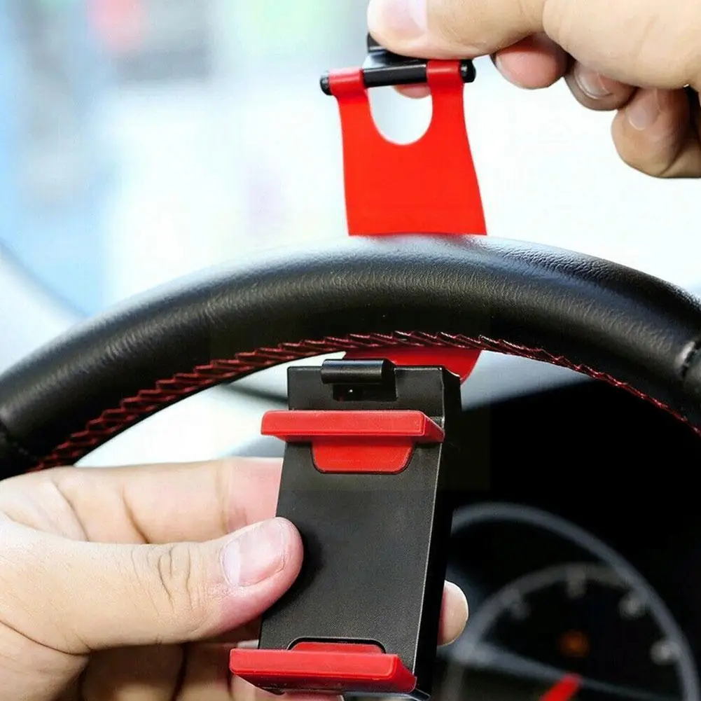 

Car Phone Holder Car Steering Wheel Clip Mount Holder Stand Red for Mobile Phone GPS Accessories Car Styling A4P1