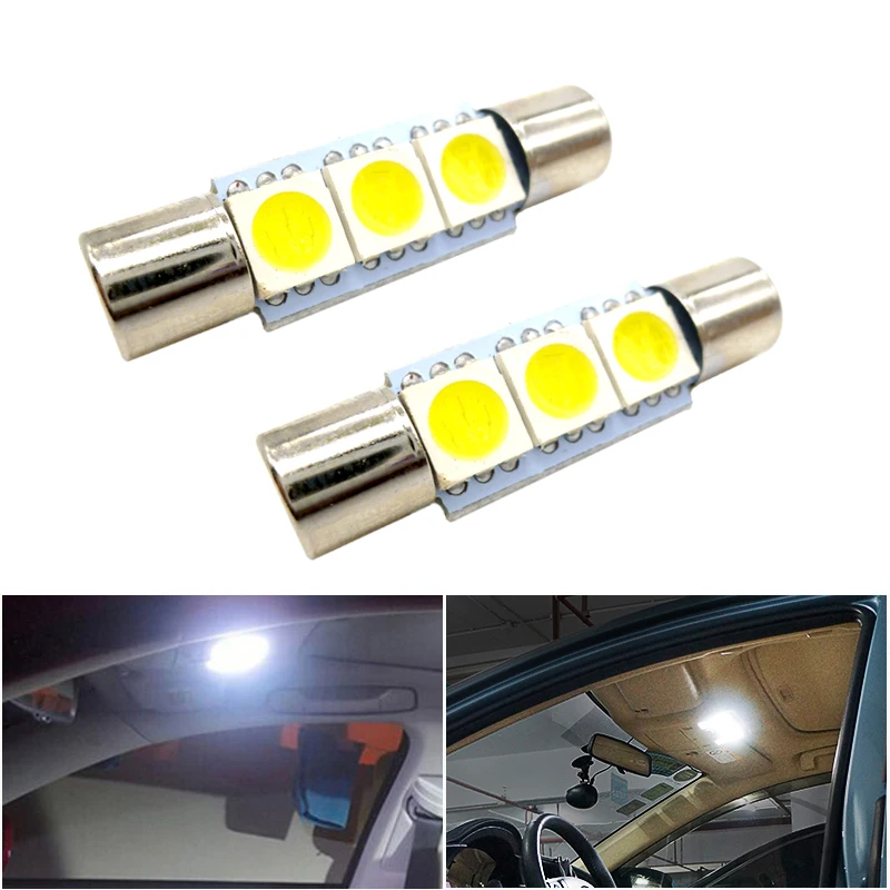 

2x Festoon C5w C10w Car Led 28mm 29mm Festoon 6641 6614F Sun Visor Vanity Mirror Light Door Dome Reading Lamp License Plate Led