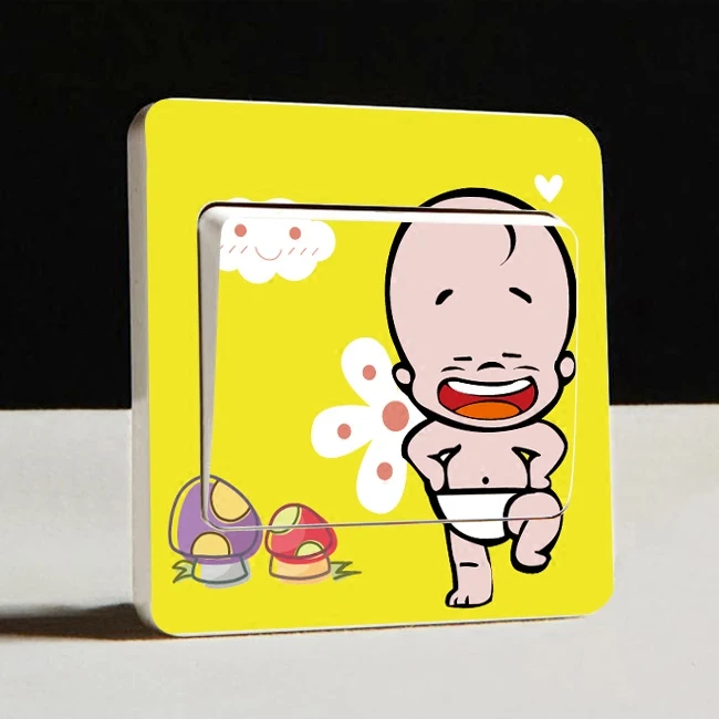 Мультяшные милые декоративные наклейки с квадратными переключателями на