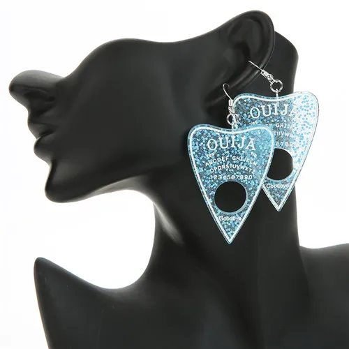 blue 1 пара, женские серьги-капли, многоцветная смола, Ouija planchette, амулеты, полимерная серьга для подарка на день рождения, детские женские ювелирные изделия - Окраска металла: blue
