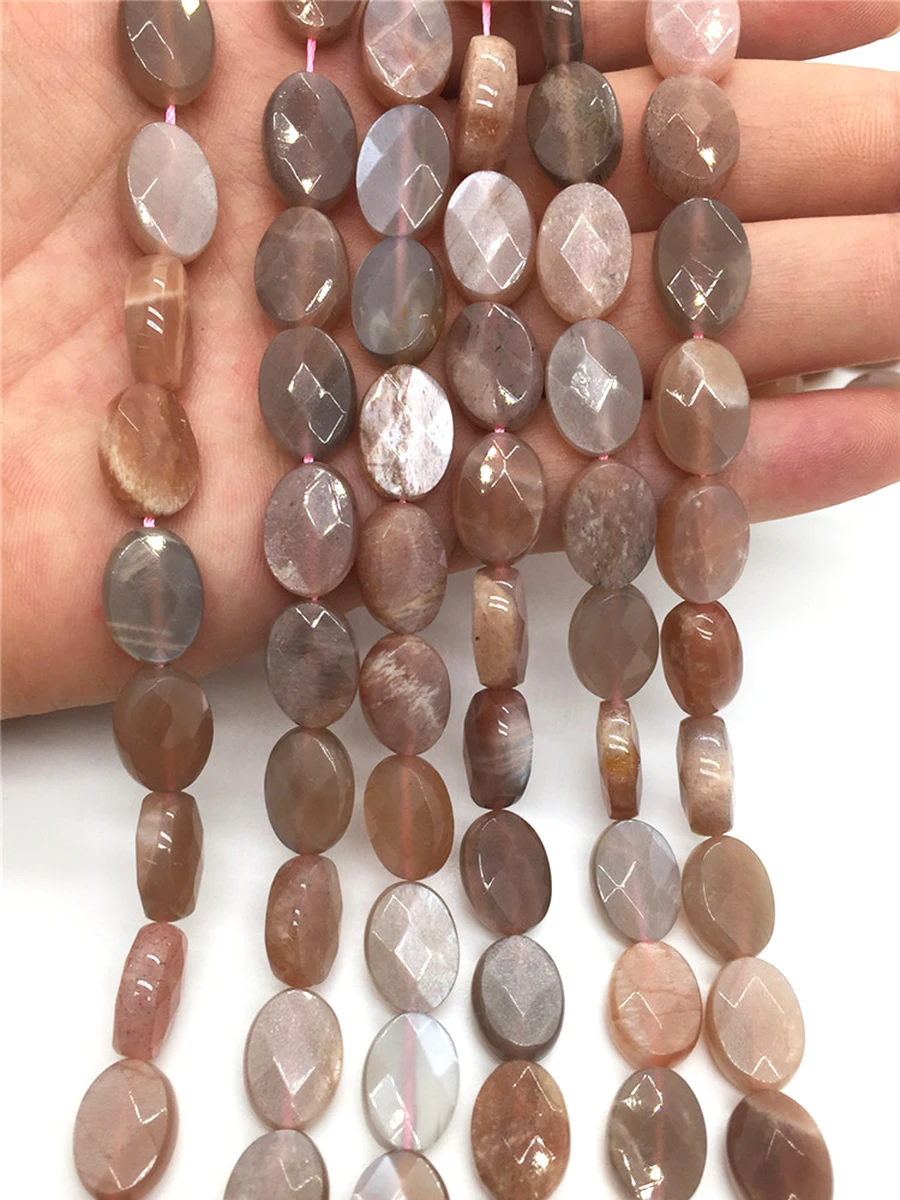 

8x12mm Natural GemStone Orange Moonstone Faceted Oval Spacer Beads For Jewelry Making Diy Bracelets Necklace Accessories 15"