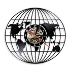 Карта мира Земля винтажные настенные часы с CD-диском и виниловой записью современные настенные часы для офисной комнаты фотография с фотографией альбом Longplay часы