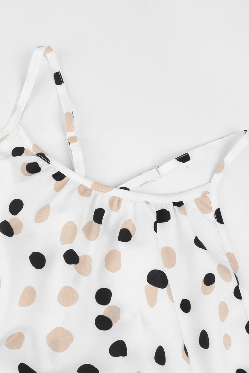 

2021 Women's Summer Dot Print Dress, Holiday Style, High Waist, Round Neck, Swing, Fashionable Sleeveless Dress