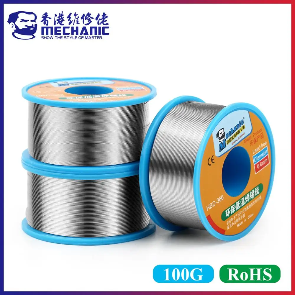 

MECHANIC 100g 0.3/0.4/0.5/0.6/0.8mm Rosin Core Lead-Free 210 Melting Point Solder Wire Welding Flux 1.0-3.0% Iron Cable Reel
