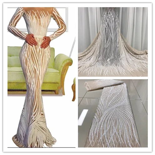 Новое поступление африканская кружевная ткань с блестками 2020 Высокое качество