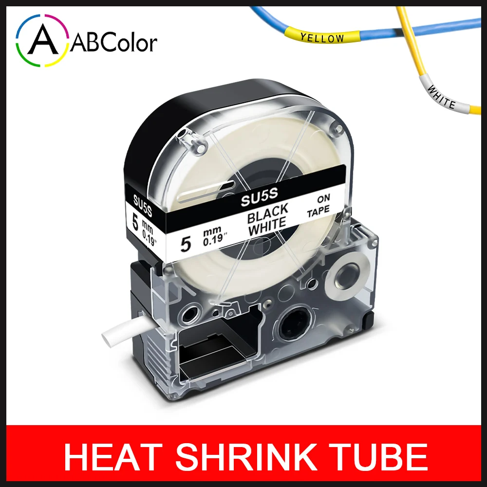 

Φ5mm/9mm LA-4WBA5 LA-4YBA5 Heat Shrink Tubes White/Yellow Printer Ribbon Replace for Epson/King Jim SU5S SU5Y LW-300 LW-400 500