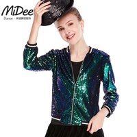 midee hip hop jazz coat top costumes for boys and girls shining sequin green mens loose street dance wear womens stage fashion