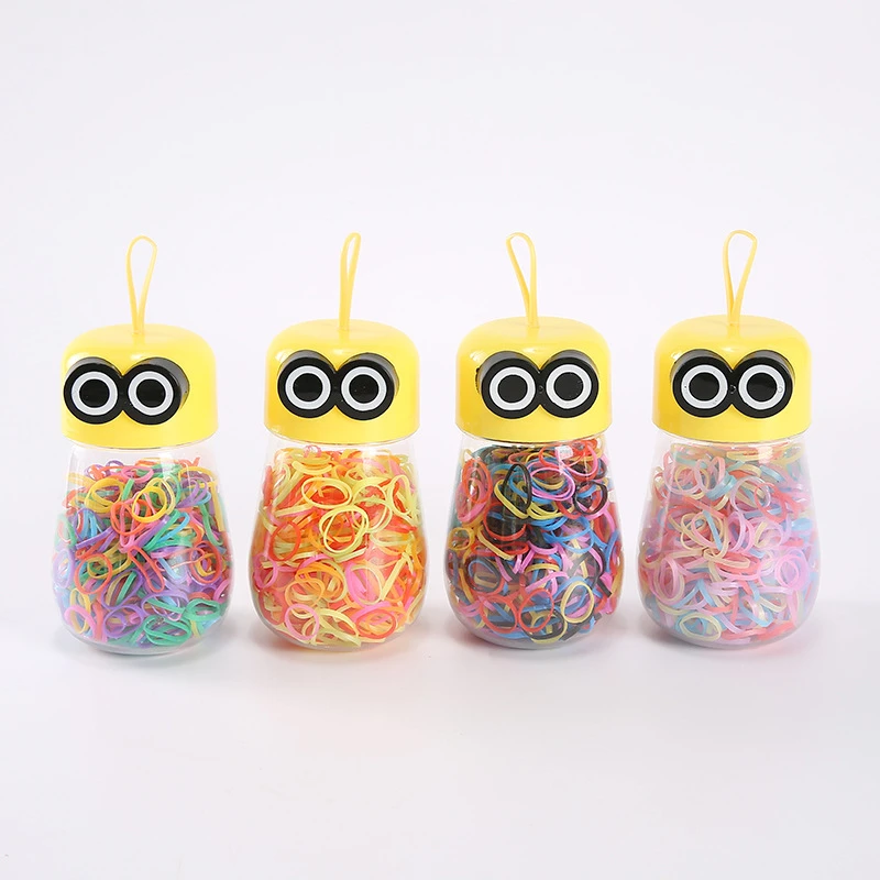 

New Cartoon Bottled Rubber Band for Children to Tie Hair Color Scrunchie High Elasticity Do Not Hurt Hair One-time Small Rubber