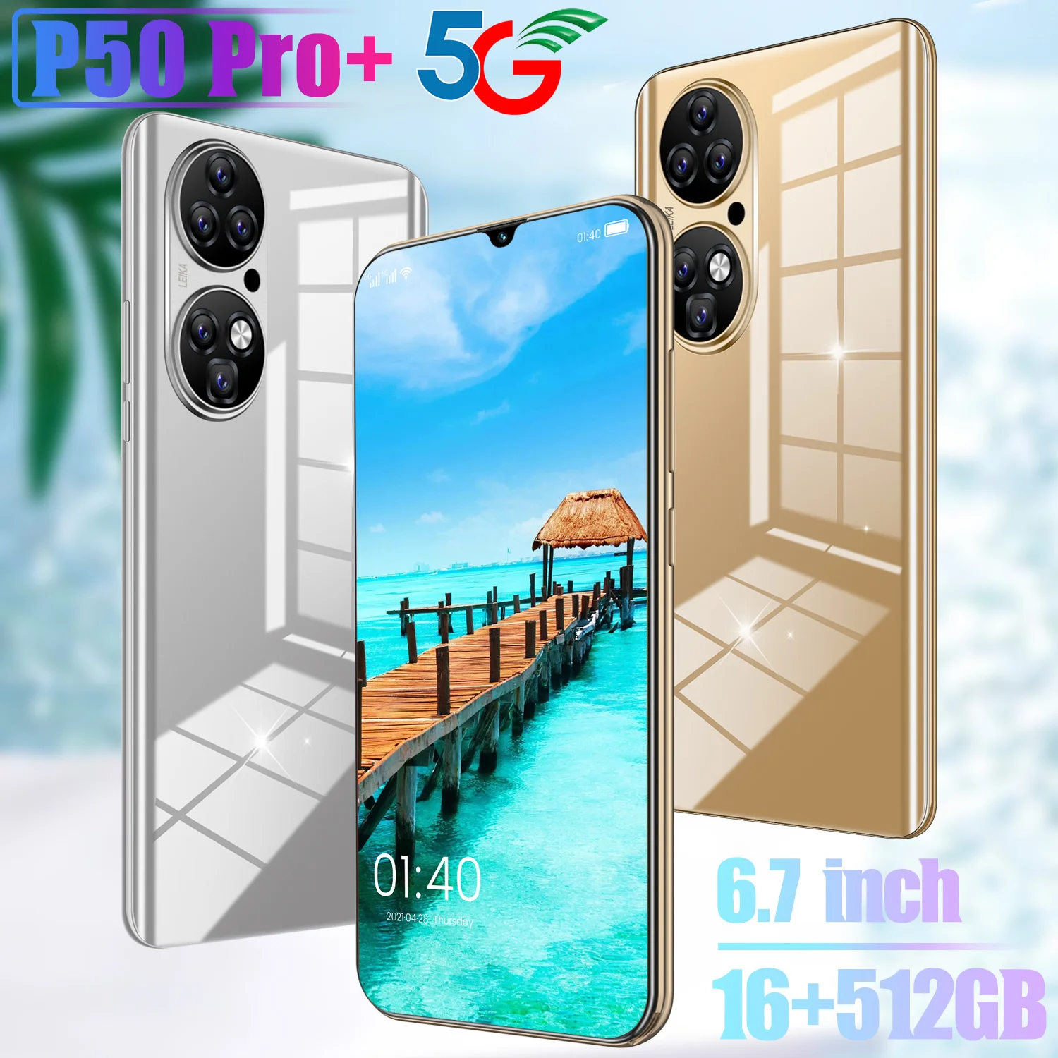 

P50 Pro+ Smartphones 6.7" 16+512GB Andriod11 Dual SIM MTK6893 10 Core 5600mAh Big Battery 64MP Cellphones 4G 5G LTE