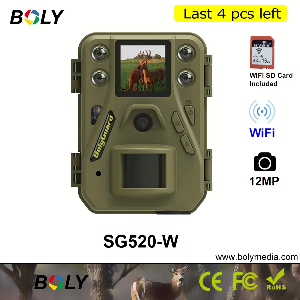 Wi Fi охотничья камера Bolyguard мини фотовспышка 12MP SG520 W без свечения IR 16GB sd карта