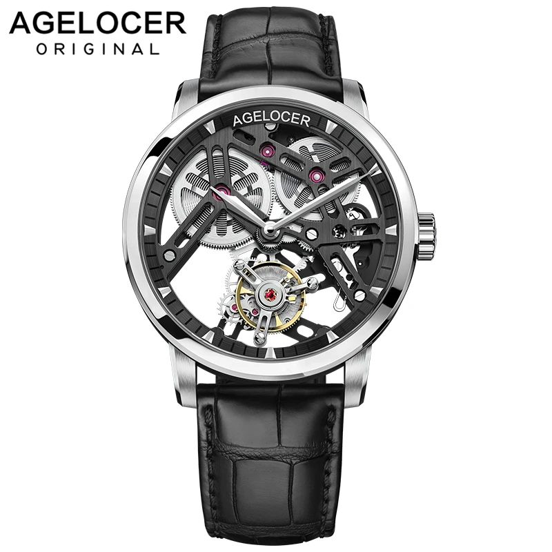 

AGELOCER New Original Tourbillon Watch Men Power Reserve 80 Top Brand Luxury Skeleton Sapphire Clock Men Relogio Masculino