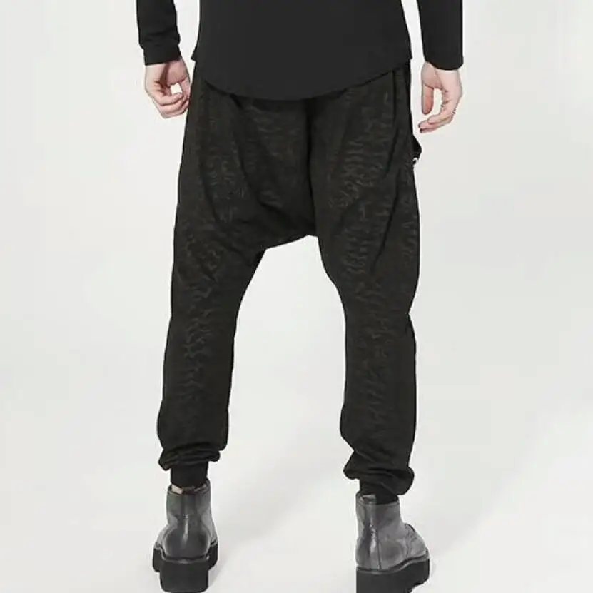 

Large Free Shipping Size Casual Fashion Decorative Ring Prock Hip-hop Men's Singer Performance Black Small Feet Pants /m-3xl