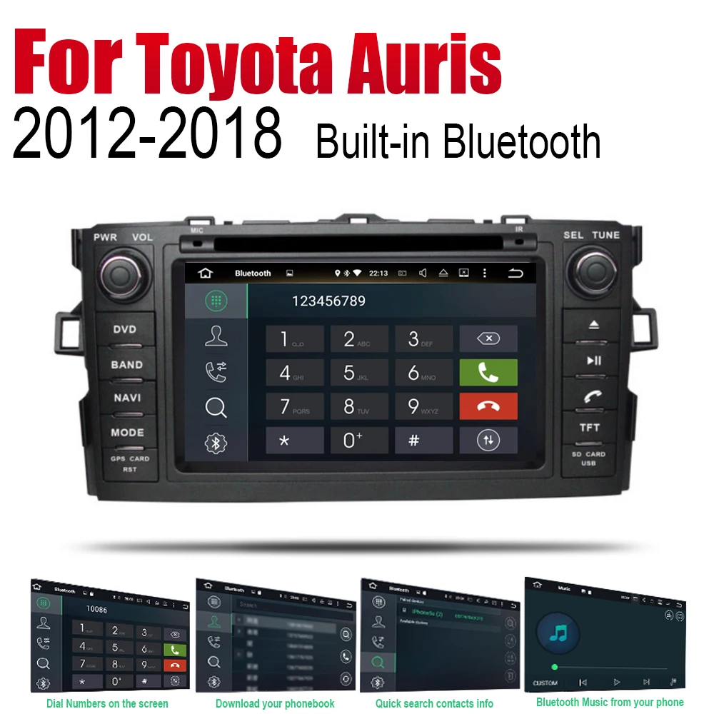 Автомагнитола ZaiXi на Android 2 Din DVD для Toyota Auris / Corolla Hatchback 2012 ~ 2018 автомобильный