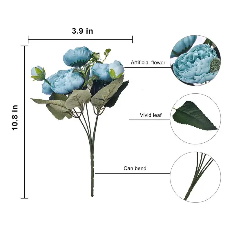 

5 Multicolor Rose Simulation Flowers Home Wedding Holiday Rose Bouquet Living Room Table Decoration Supplies Fake Flower