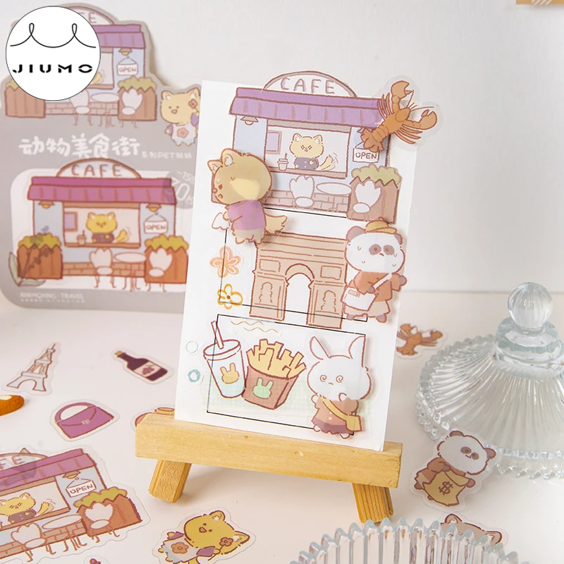 

JIUMO, 6 моделей, животные, пищевая уличная серия, оригинальная наклейка для животных, зеркальное украшение