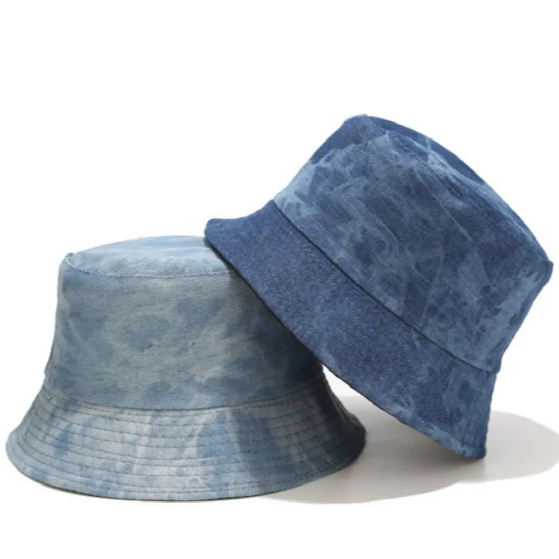 Джинсовая двухсторонняя Панама с галстуком краской Повседневная летняя пляжная