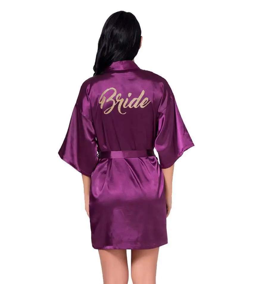 Кимоно халат из искусственного шелка женский свадебный Атласный атласный