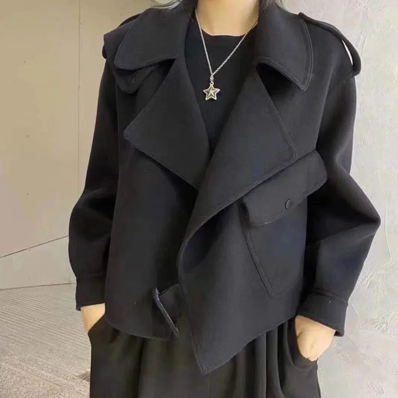 

2021 spring new double-sided cashmere coat locomotive wool short women's coat women's wear