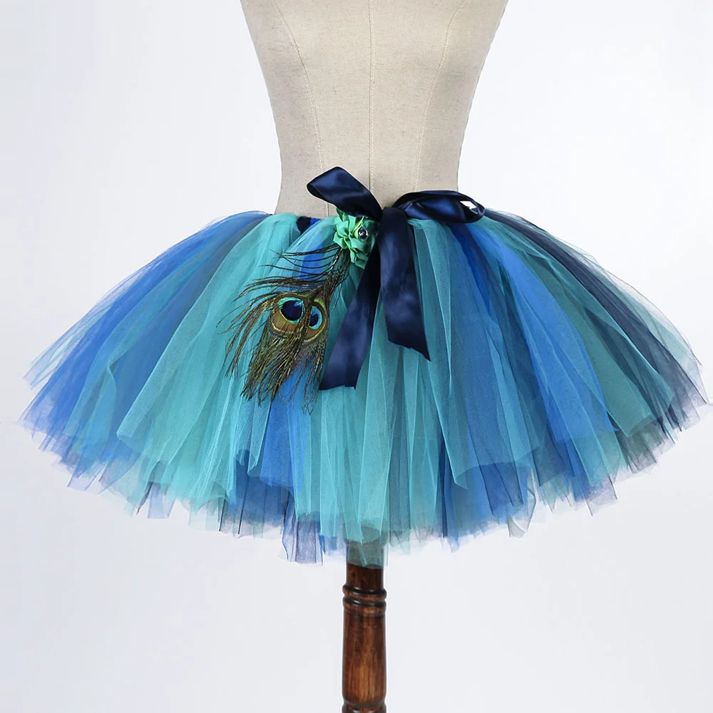 Юбка-пачка для девочек с павлином и цветами Тюлевая одежда малышей костюмы на