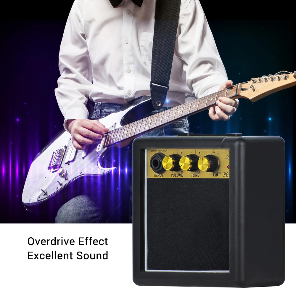 

Mini Guitar Amplifier Amp Speaker 5W for Electronic Guitar Personal Practice Portable Black Amplifier with Battery