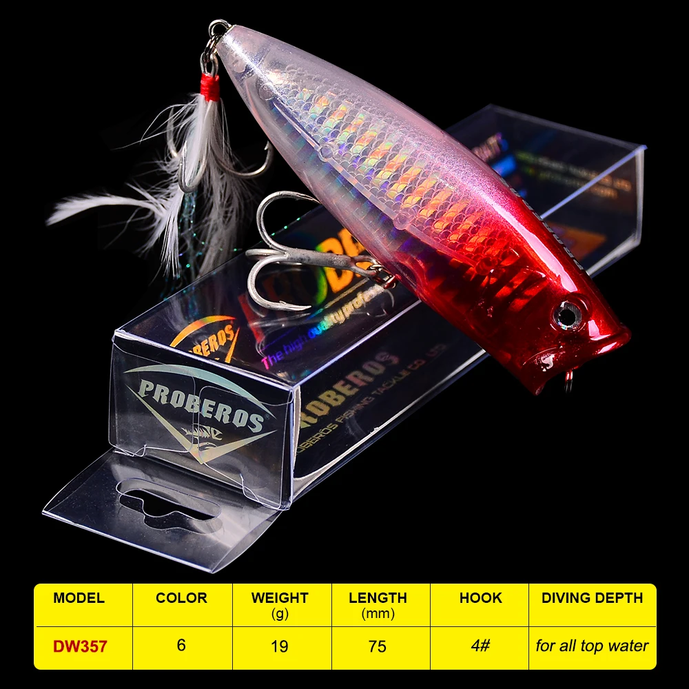 1 шт. Topwater Popper рыболовные приманки 4 # крючок 8 5 см 19 г плавающая морской окунь