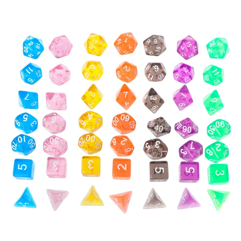 7 шт. прозрачные многогранные игральные кости для Dragon Pathfinder D20 D12 2xD10 D8 D6 D4 F2TC | Спорт