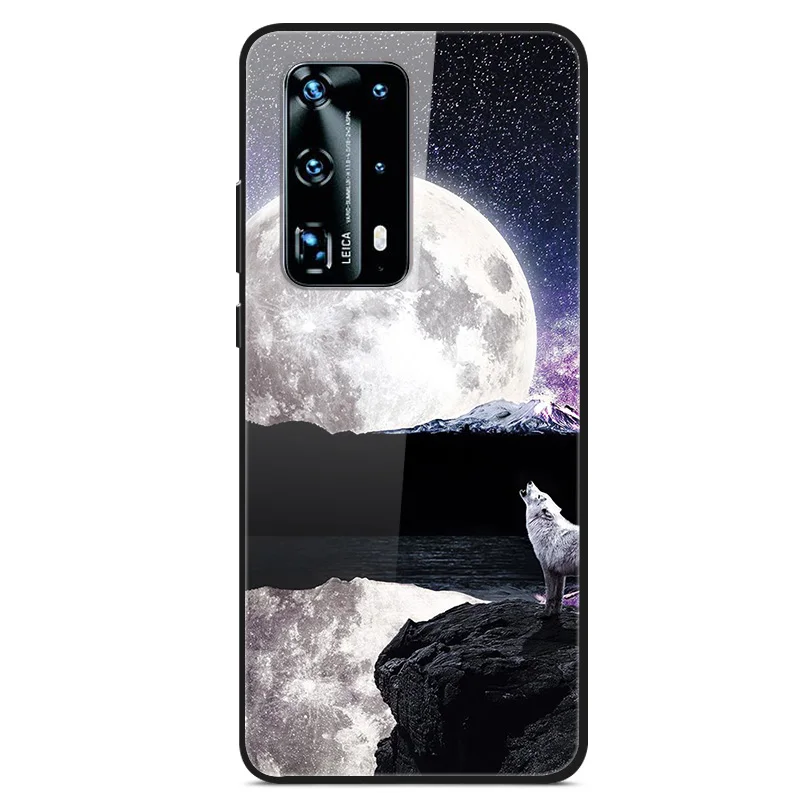 

Glass Case For Huawei P40 Phone Case Back Cover With Black Silicone Bumper Series 3