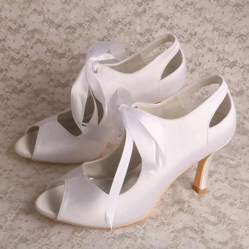 Женские атласные туфли лодочки Wedopus Туфли Мэри Джейн с открытым носком свадебные