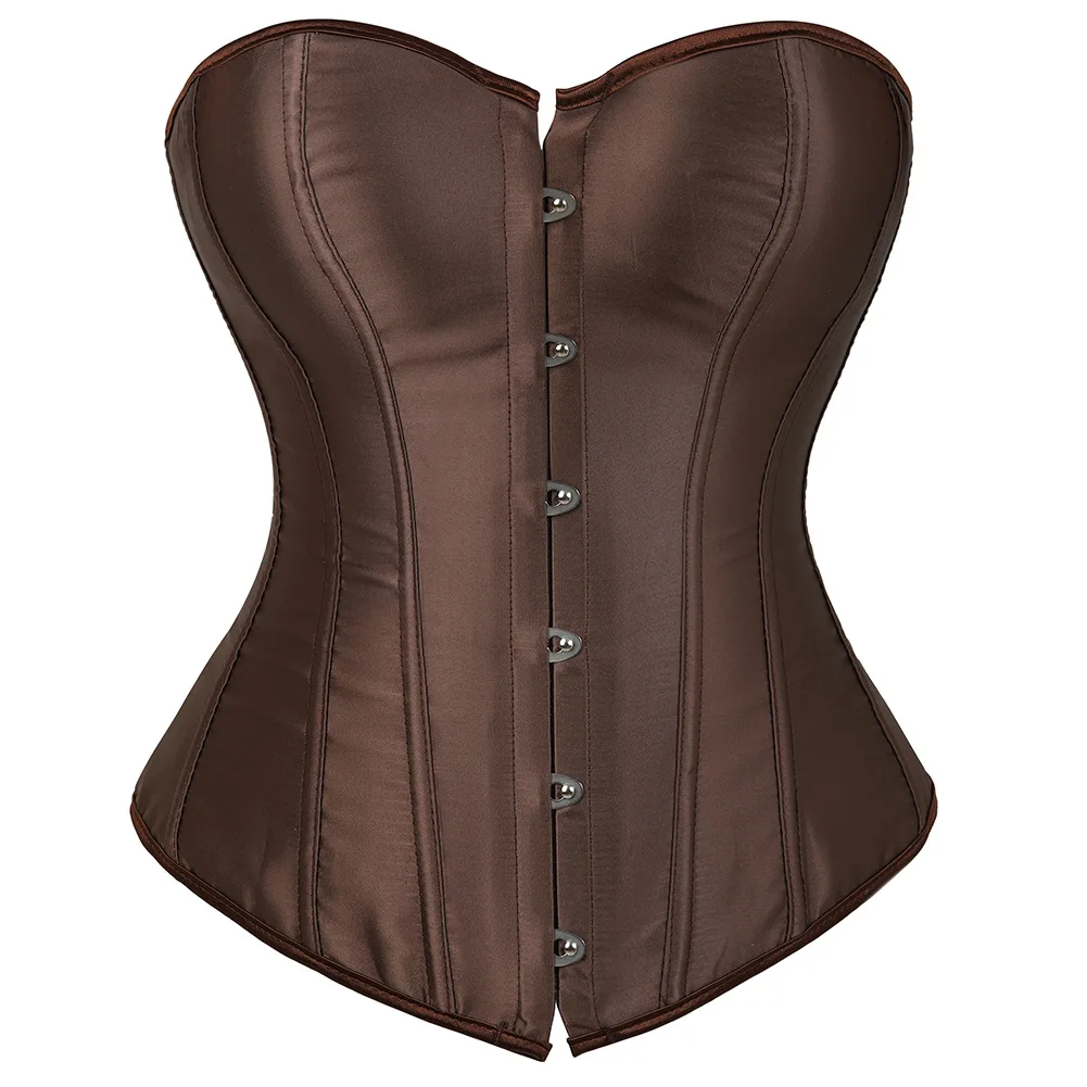 

New Corsets for Women Sexy Satin Lace Up Overbust Waist Cincher Shapewear Top