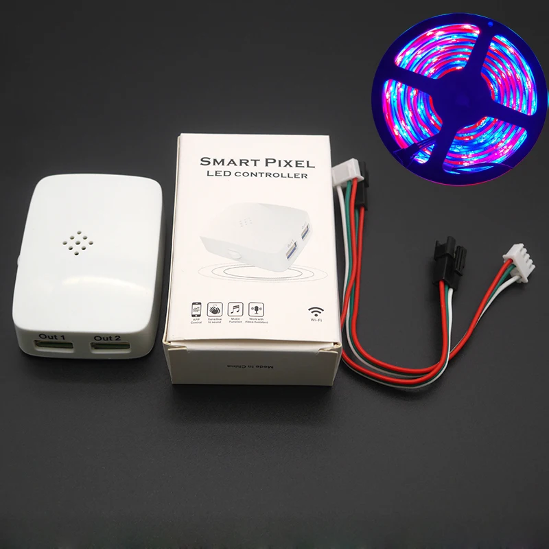 DC5-24V WiFi голосовой пиксель контроллер музыка 2 выхода SPI Alexa Google Home для WS2811 WS2812B WS2815