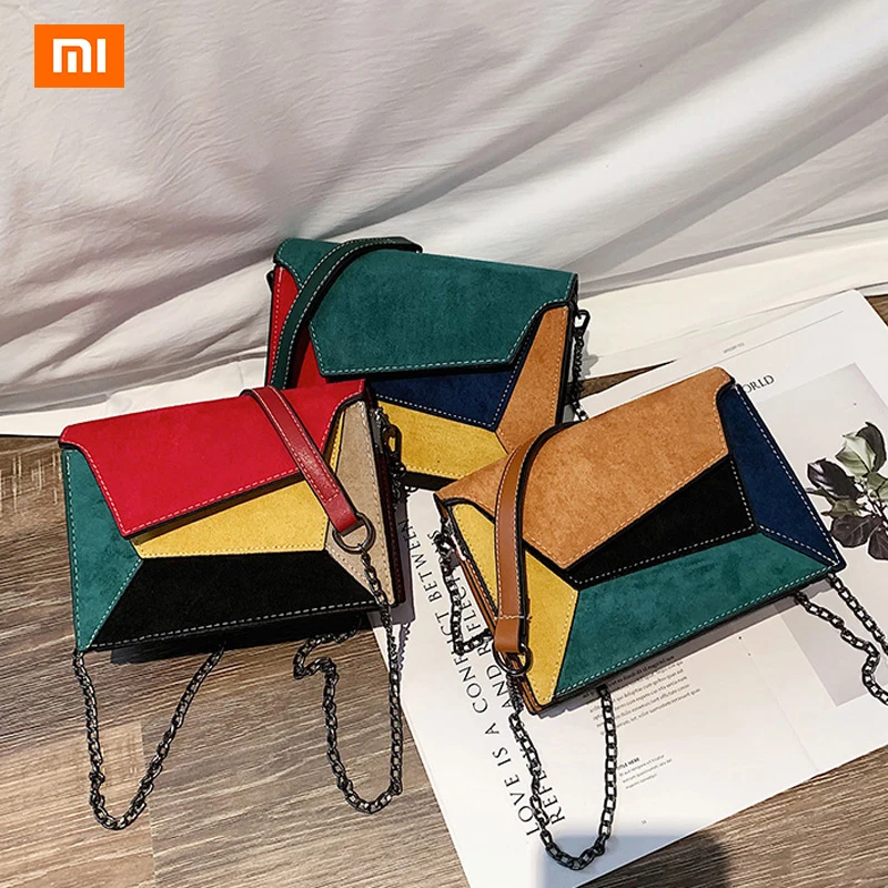 

Women's 2020 Bag Winter Fashion Shoulder Bag Hit Color Texture Matte Chain Bag Small Square Bag Women's Messenger Bag