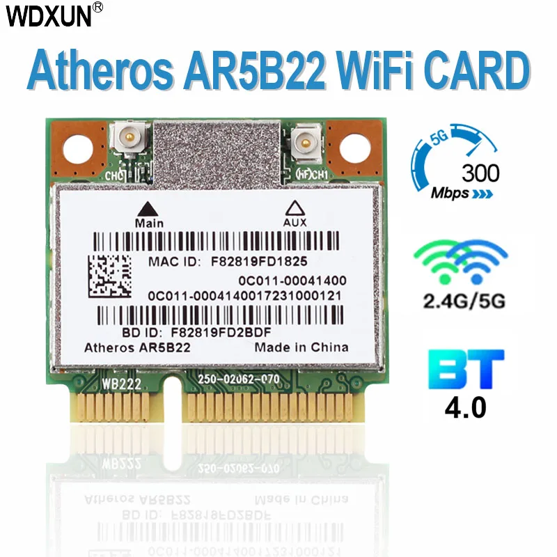 Atheros AR9462 AR5B22 WB222 Half Mini Pci-E WIFI для Bluetooth-совместимой беспроводной карты 4.0 2 4G/5Ghz