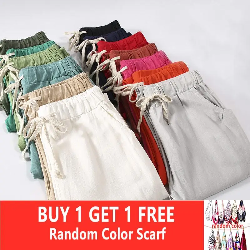 Карго/женские мешковатые штаны летние женские льняные тренировочные брюки