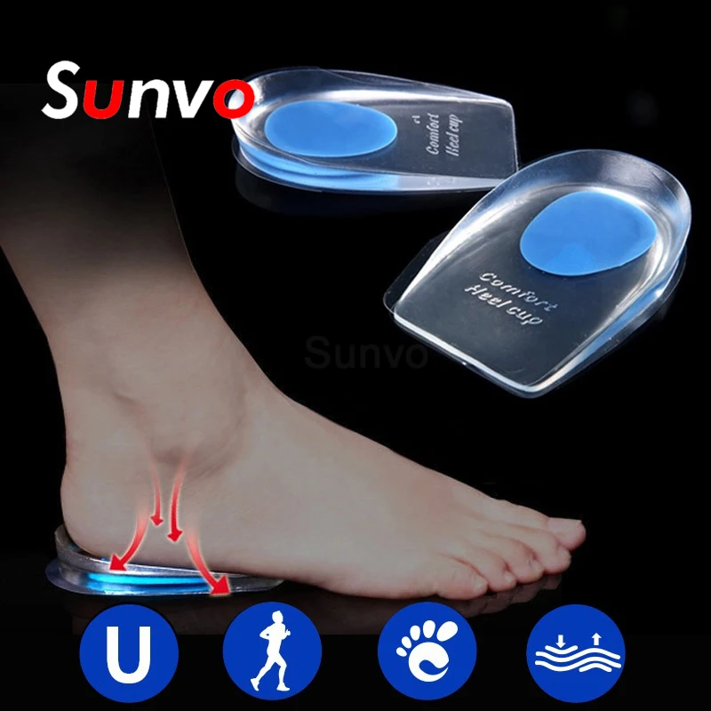 

Силиконовые стельки Sunvo для обуви для женщин и мужчин, вставка на пятку, подушка для облегчения боли в чашке, увеличивающая рост, стельки для ...