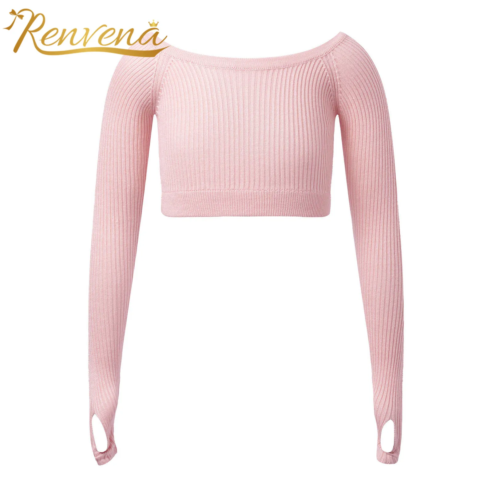 

Kids Girls Sweater Knitwear Long Sleeve Stretchy Elastic Skin Tight Ballet Dance Wrap Tops Cropped Top Crochet Knitted Sweaters