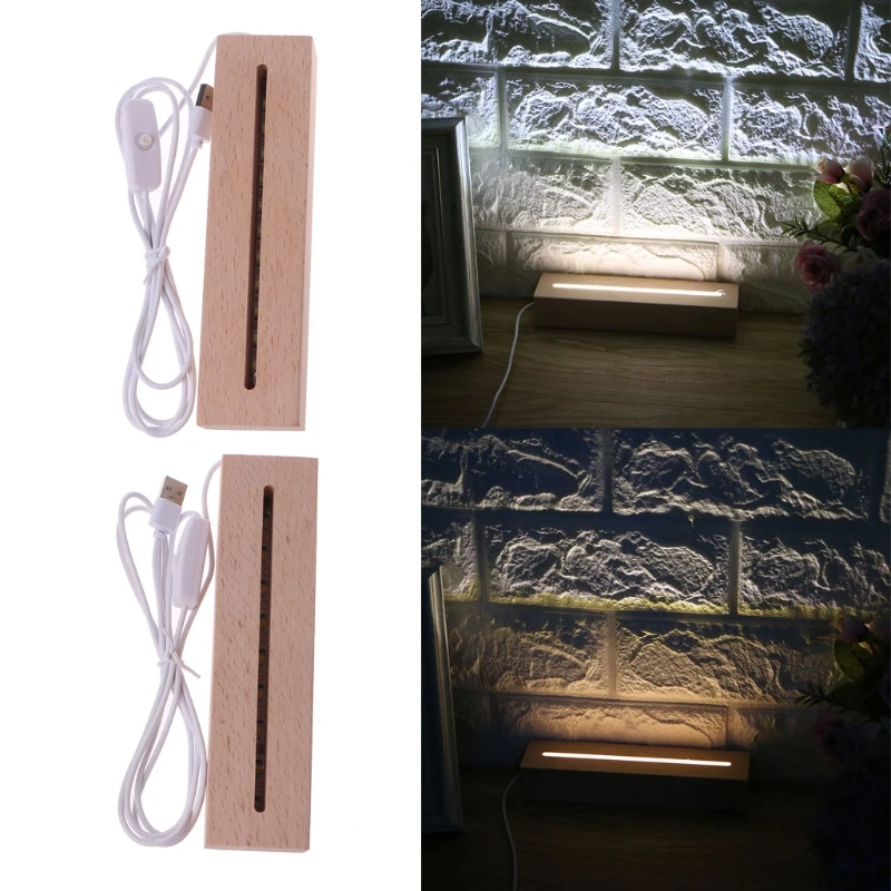 

Resin Display Wood Lighted Base Stand Rectangle LED Light Display Crystal Glass Night Lighted Base DIY Resin Night Light