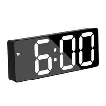아크릴/미러 디지털 알람 시계, 음성 제어, 배터리 전원, 테이블 시계, 스누즈 야간 모드, 전자 LED 시계, 12 시간, 24 시간