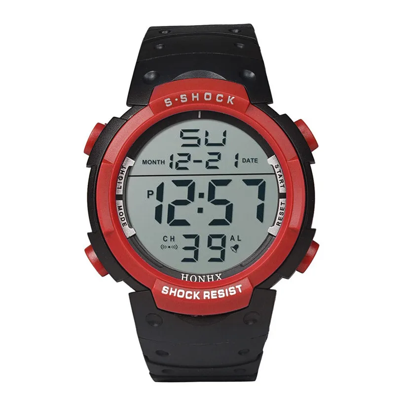 Часы наручные мужские цифровые модные водонепроницаемые спортивные с резиновым